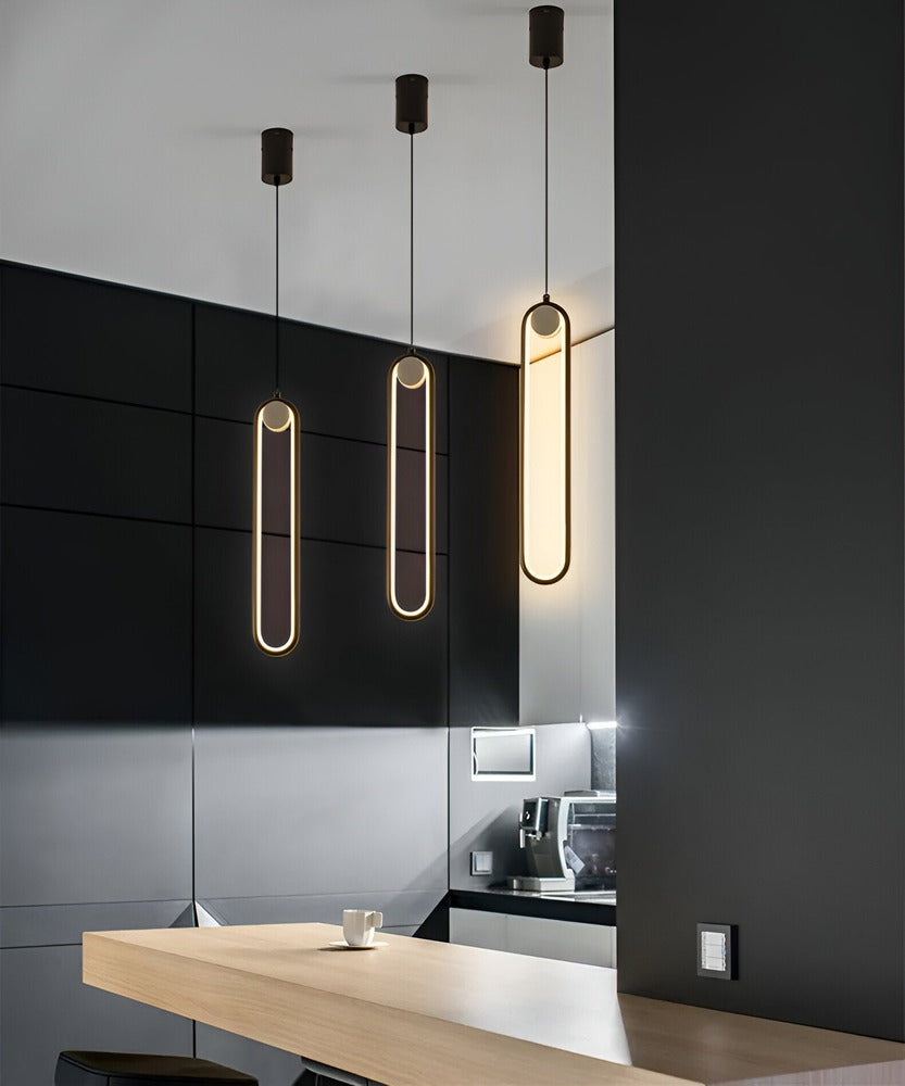 Linuva – Oval LED-Pendellampa i Svart Aluminium