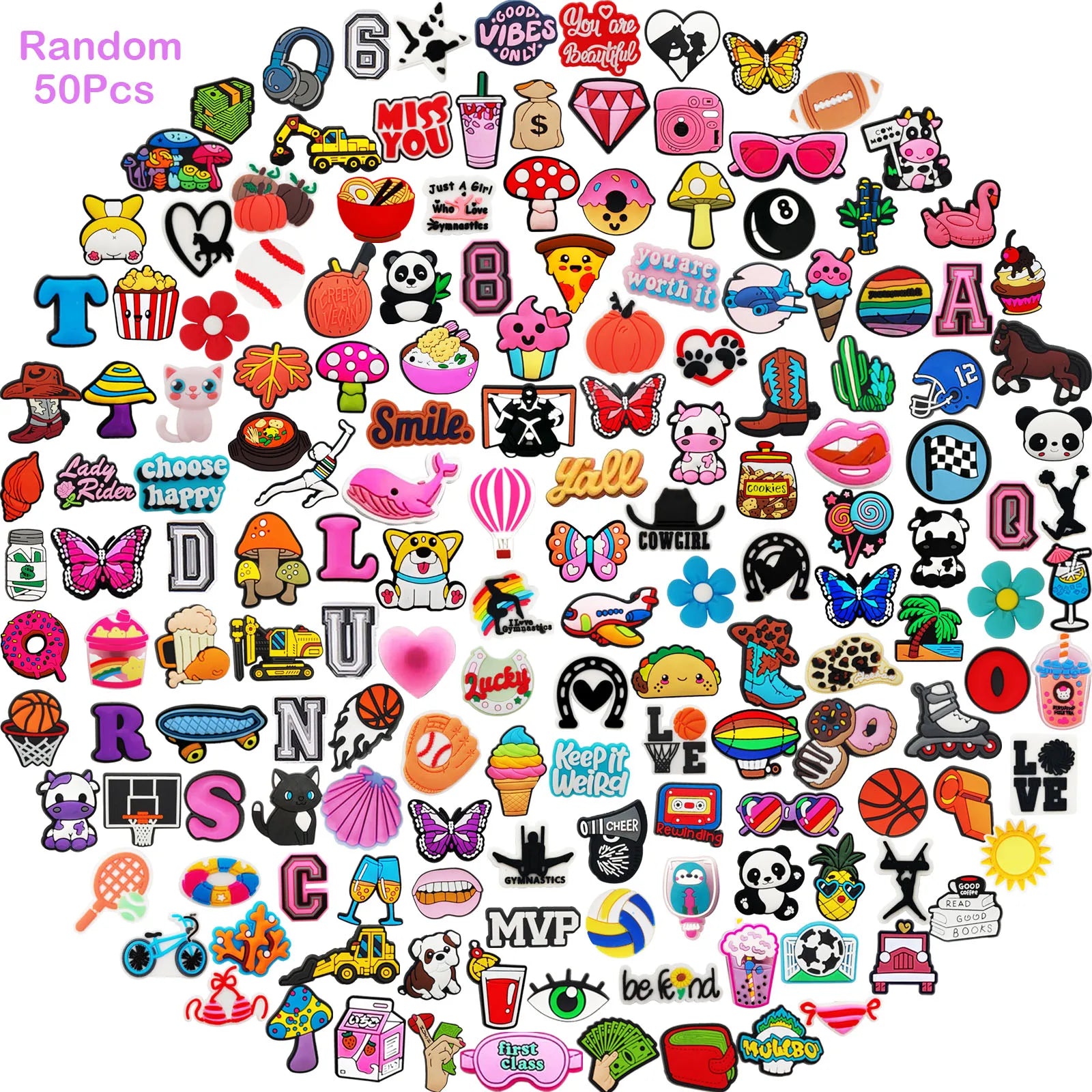 20/30/50/100/200 st Blandade Skodekorationer – DIY Charms för Sandaler & Hålskor